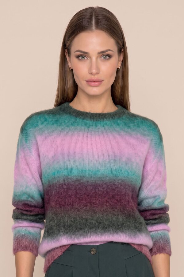 Due Amanti Weaves Pullover – Mud Bordeaux Stripes