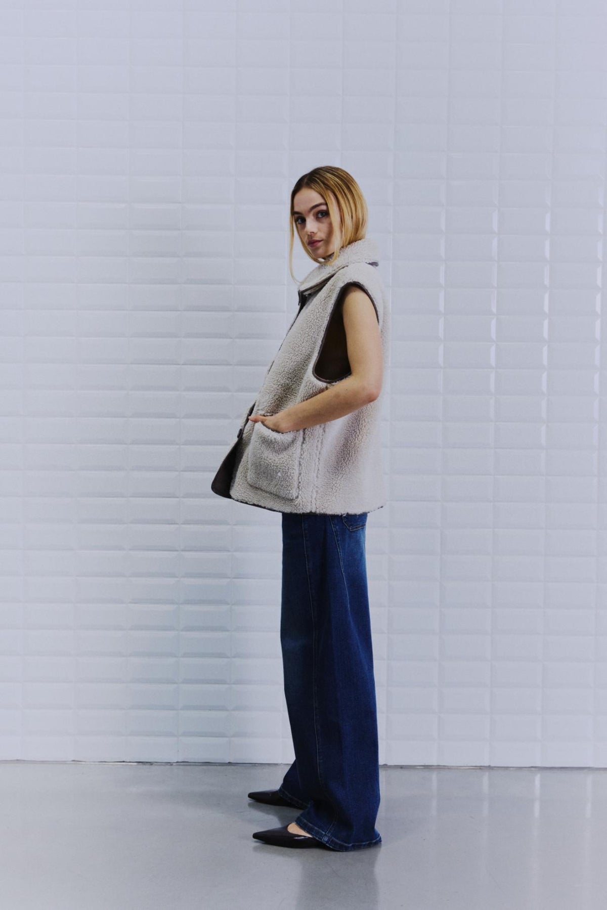 With Black Iris Bonded Waistcoat Birch