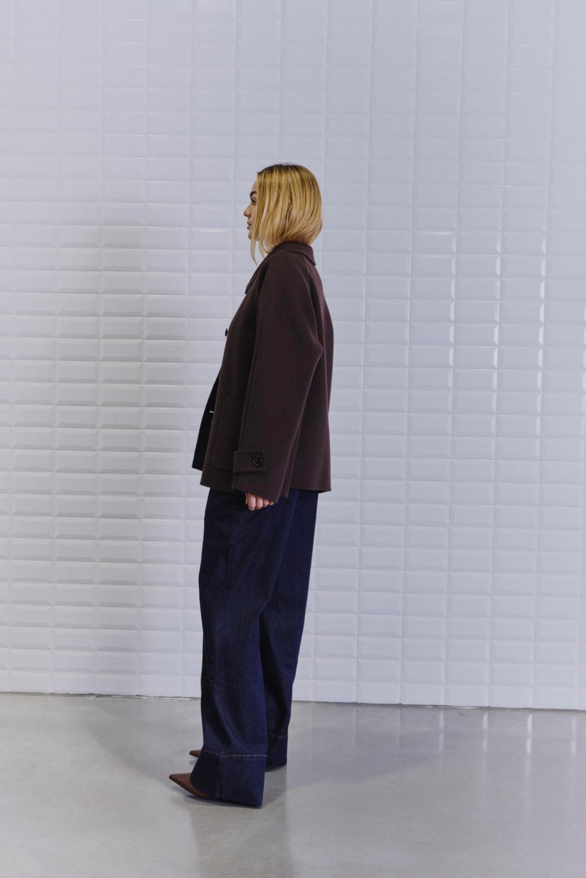 With Black Lucia Wool Coat Dark Brown