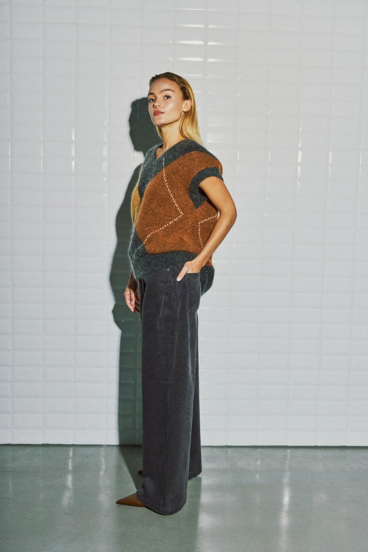 With Black Venus Harlekin Waistcoat Desert Camel