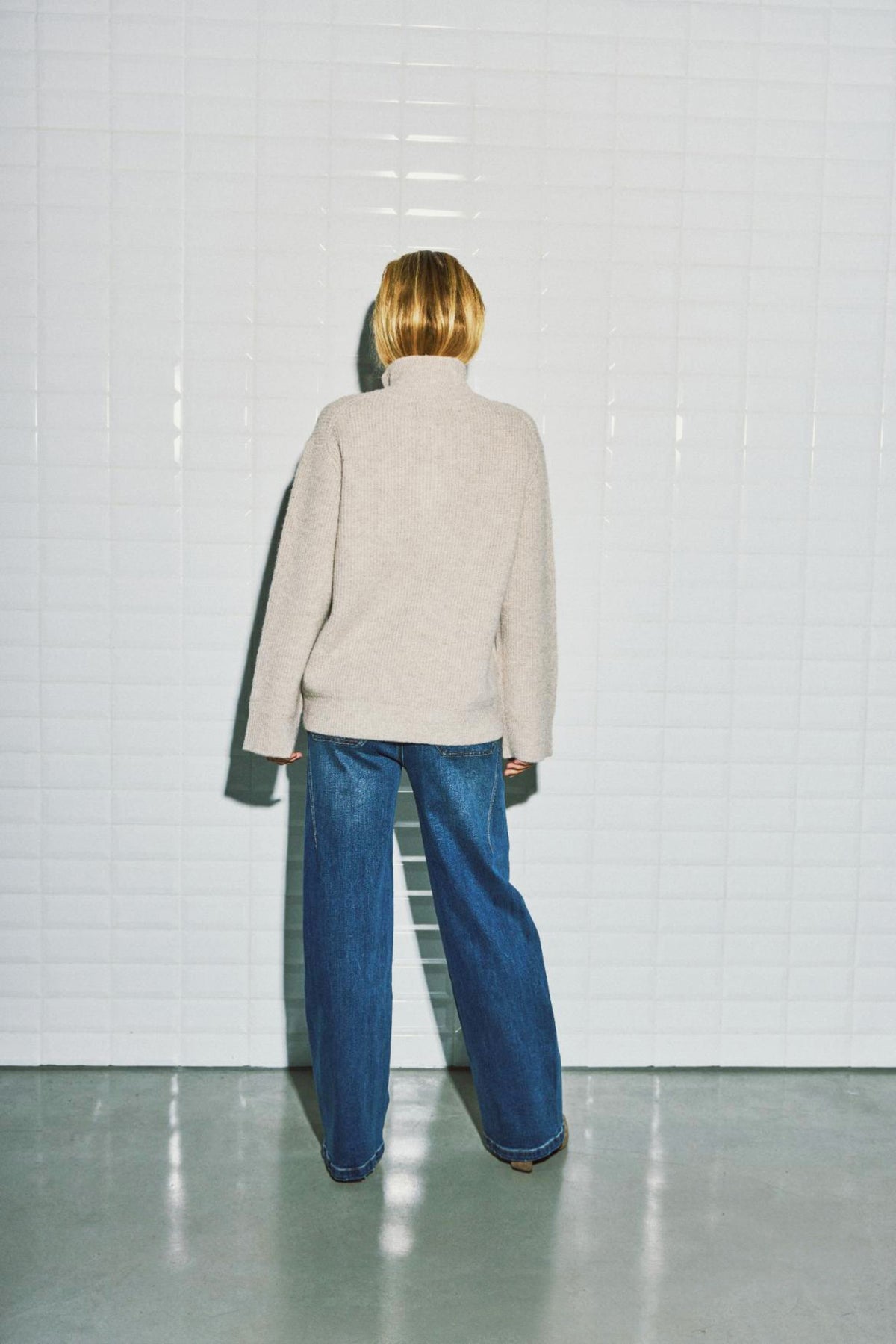 With Black Iza Rib Zip Pullover Japanese Pearl