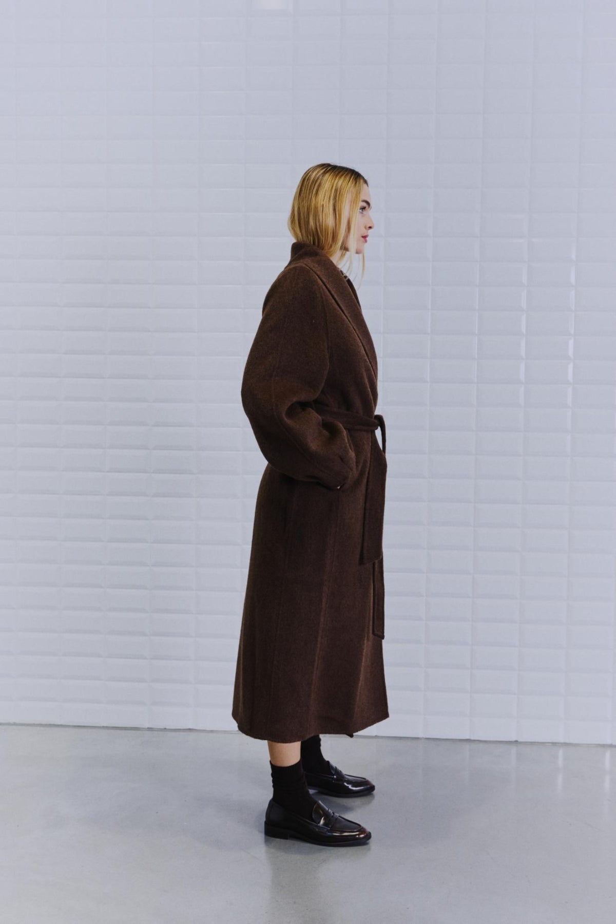 With Black Marilyn Wool Wrap Coat Squirrel