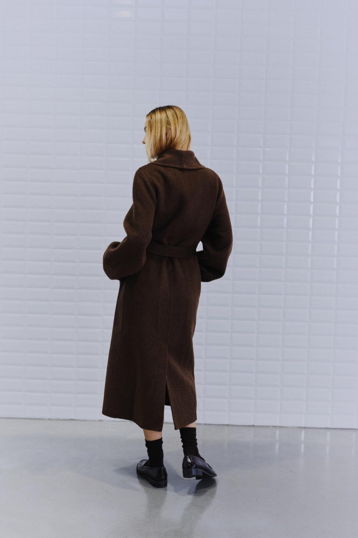 With Black Marilyn Wool Wrap Coat Squirrel