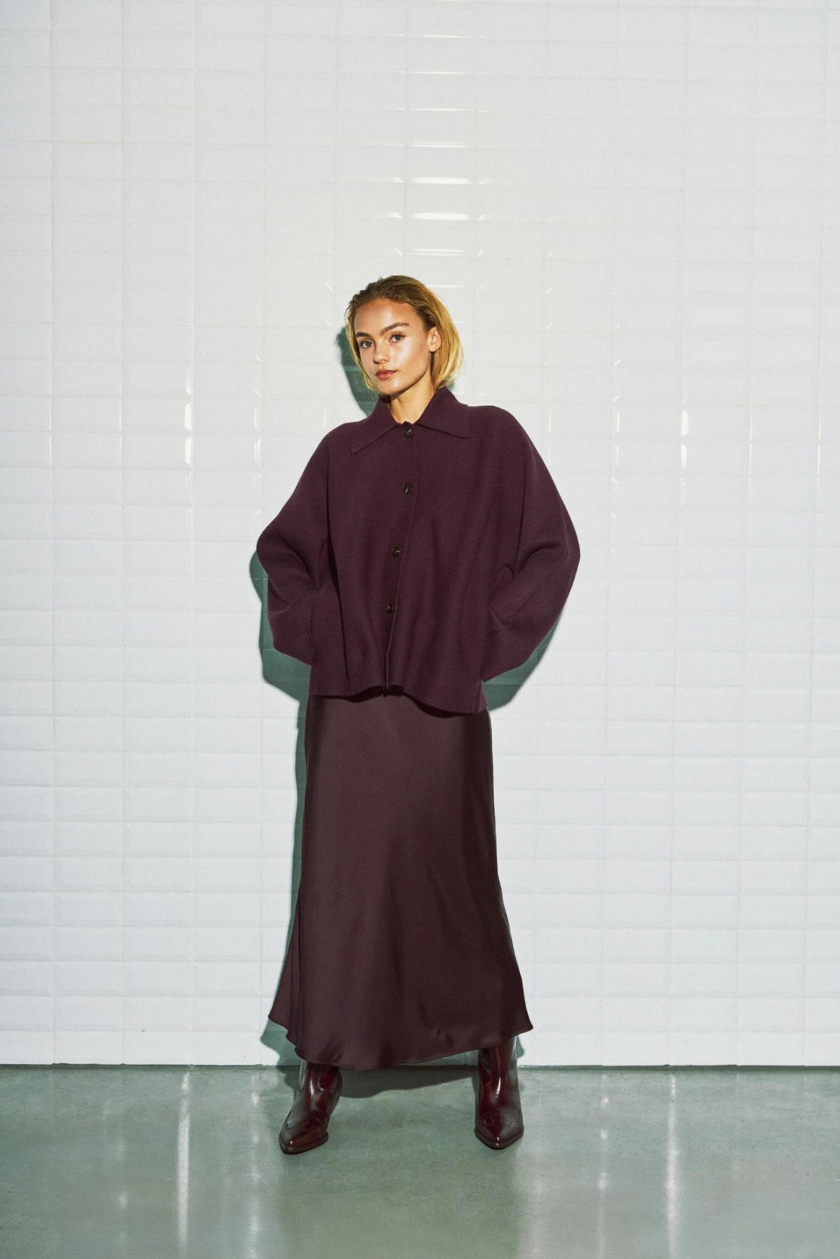 With Black Jenny Cardigan Wine