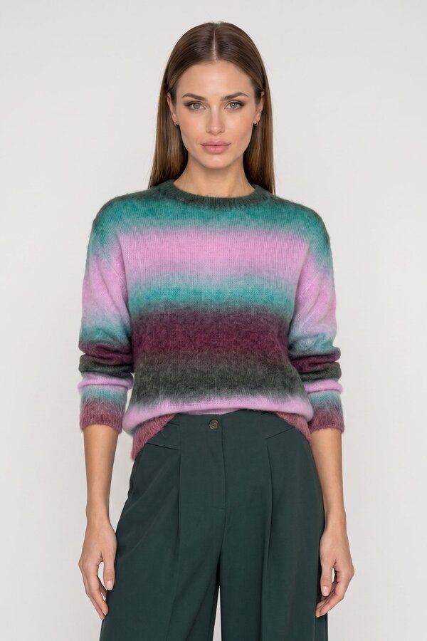Due Amanti Weaves Pullover – Mud Bordeaux Stripes