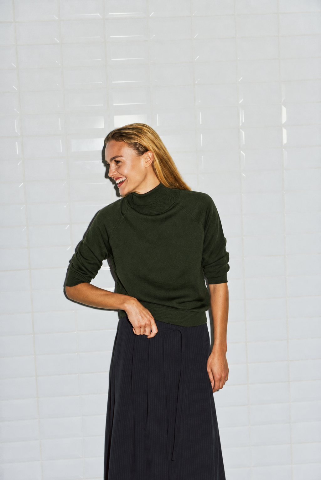 With Black Miles High Neck Pullover Dark Green