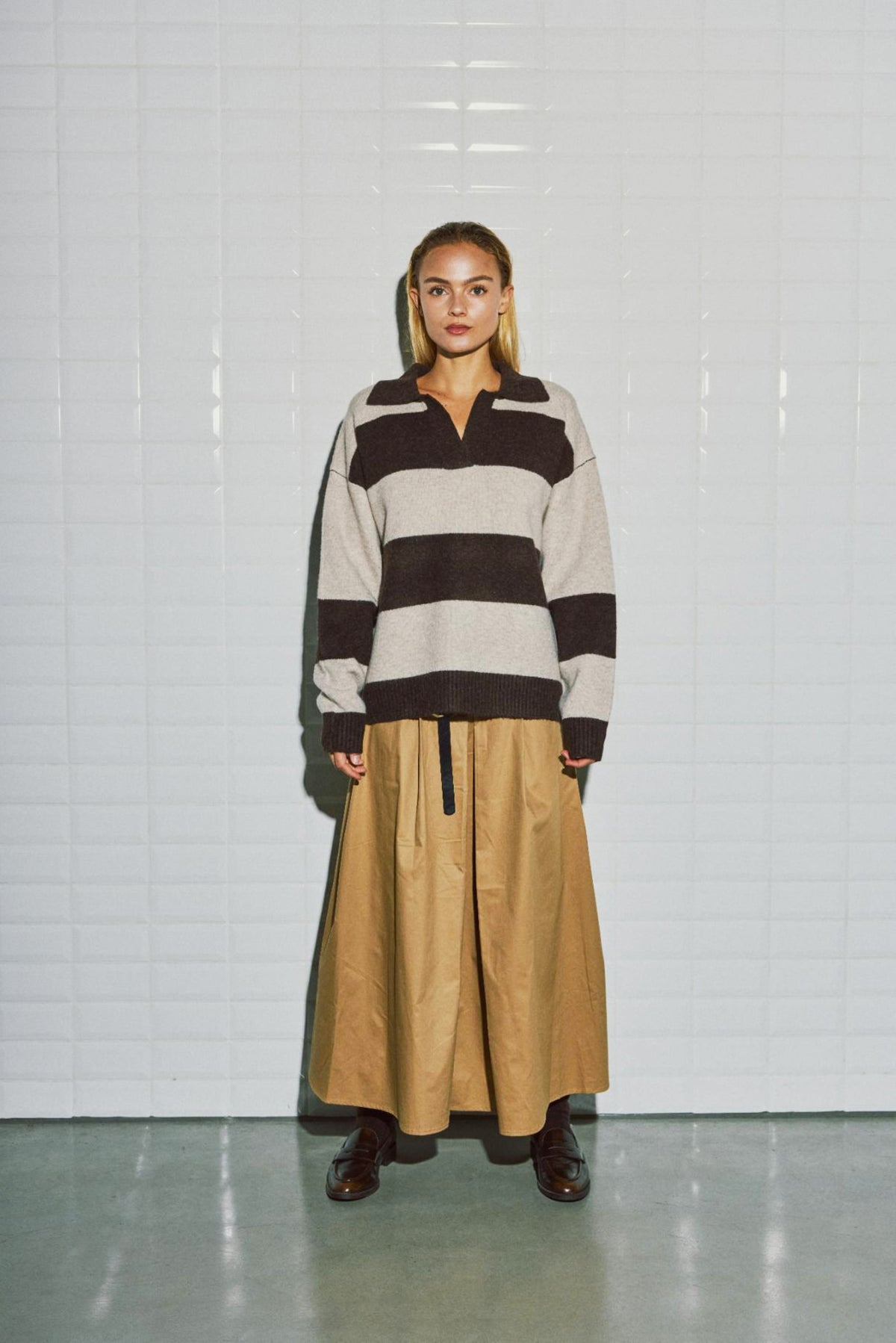 With Black Iza Henley Pullover Brown-Birch