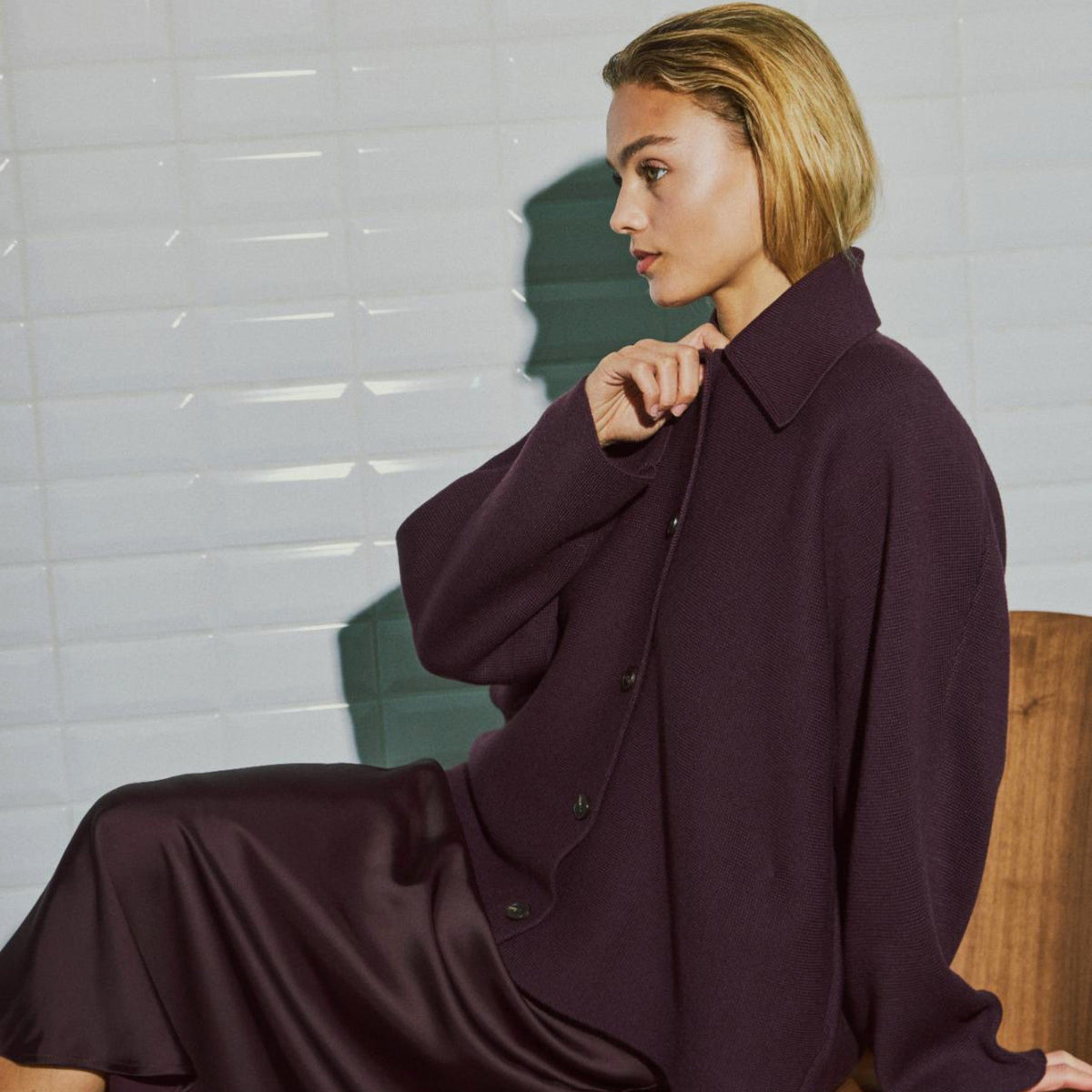 With Black Jenny Cardigan Wine