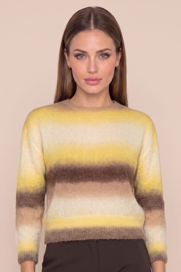 Due Amanti Weaves Pullover – Yellow Choco Stripes
